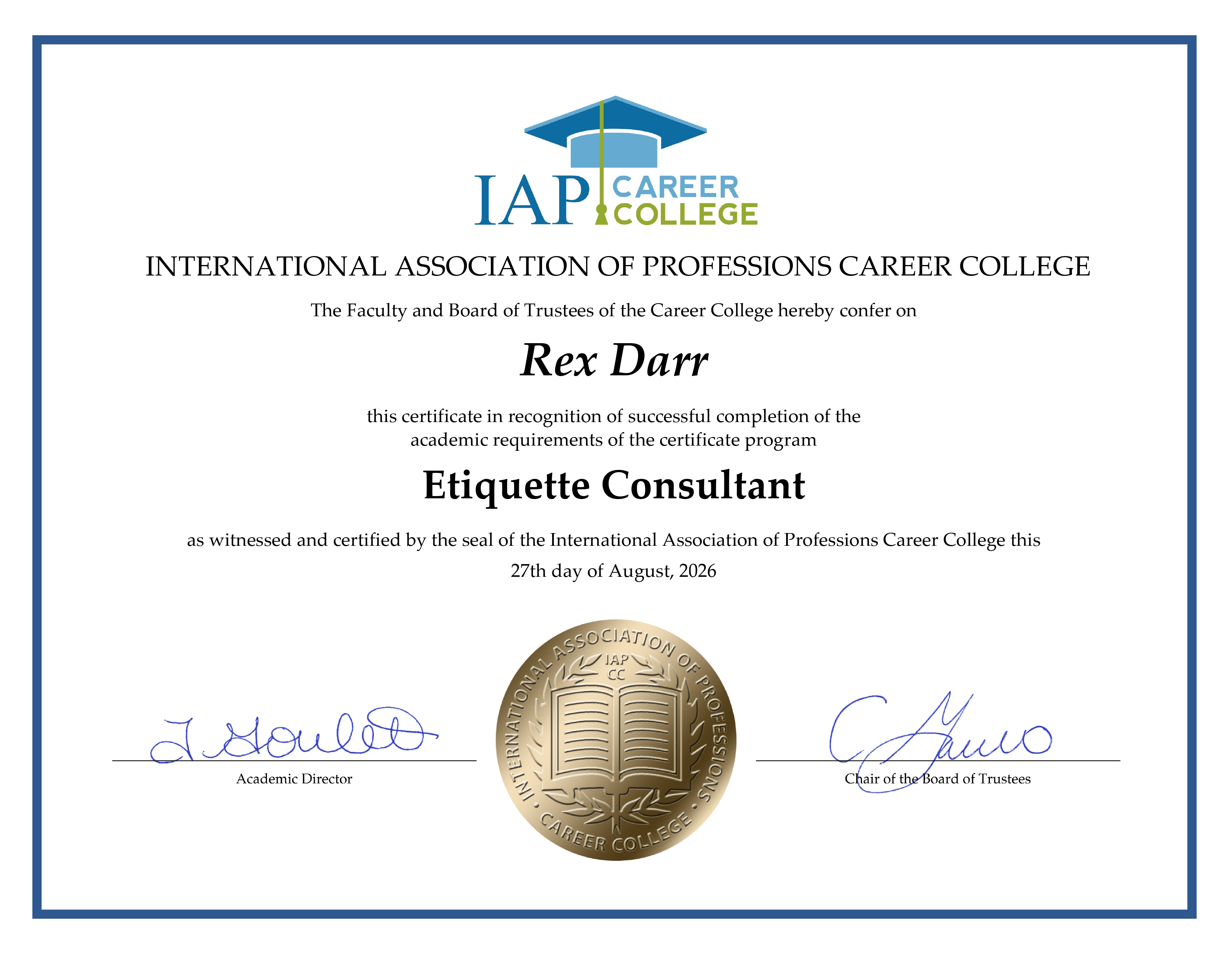 Etiquette Consultant Certificate